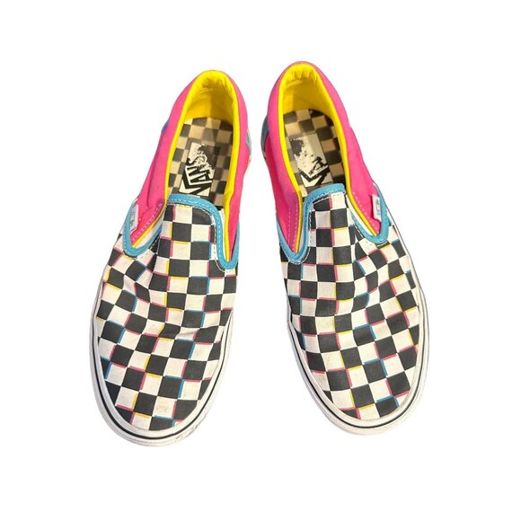 Vans Shoes - VANS Checkerboard Slip-On Black White Pink Blue Yellow  M7 / W8.5